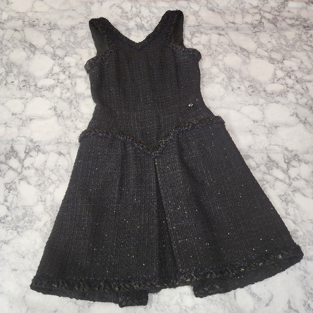 Chanel Sleeveless Sequin Tweed Dress